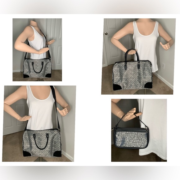 Valentino Ghiberty monogram canvas and leather duffel/travel bag and pochette - Picture 10 of 10